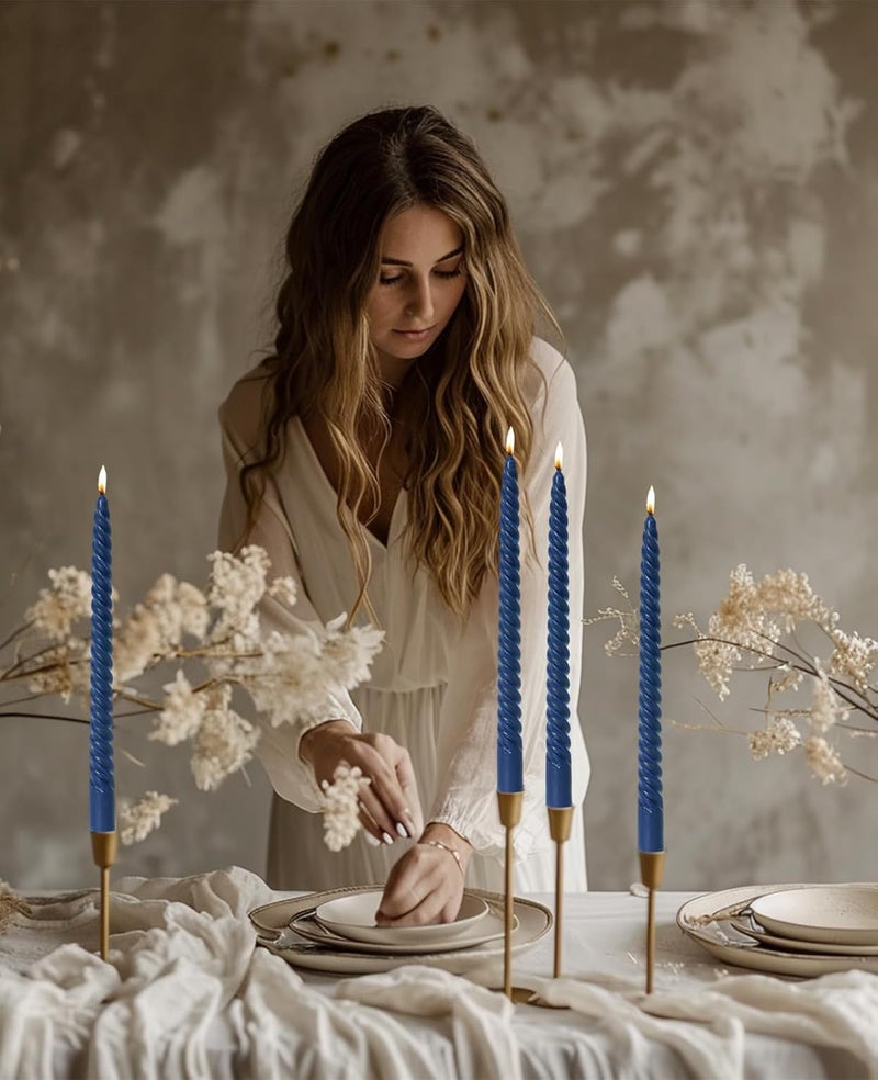 LPUSA Navy Spiral Taper Candle Sticks Tall Taper Unscented Candle for Holiday,Wedding and Home Decoration,10inch,12 Pack(E-Navy) - Image 2